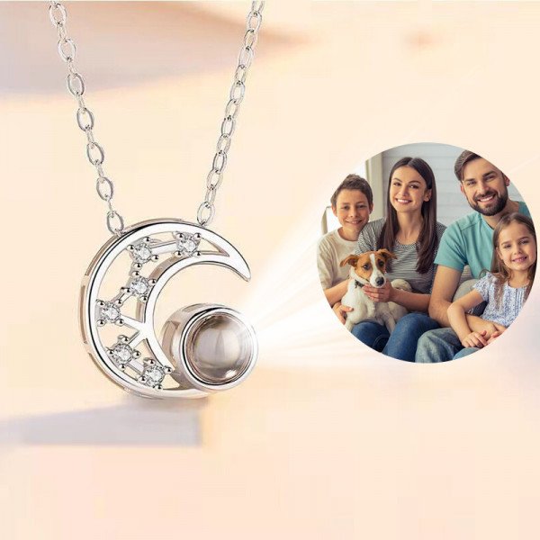 3D-Projektion Halskette Personalisierte Foto Kette mit eigenem Bild Foto - Mond Halskette