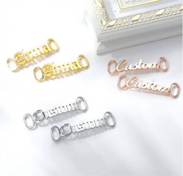 Schuhschnalle mit eigenem Namen Wunschtext Personalisierter Schnürsenkel Anhänger