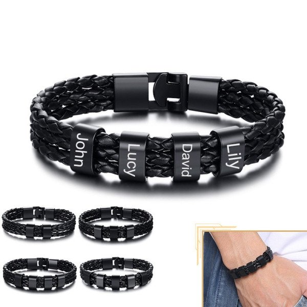 Gravur-Lederarmband – personalisiertes Armband mit mehreren Namen