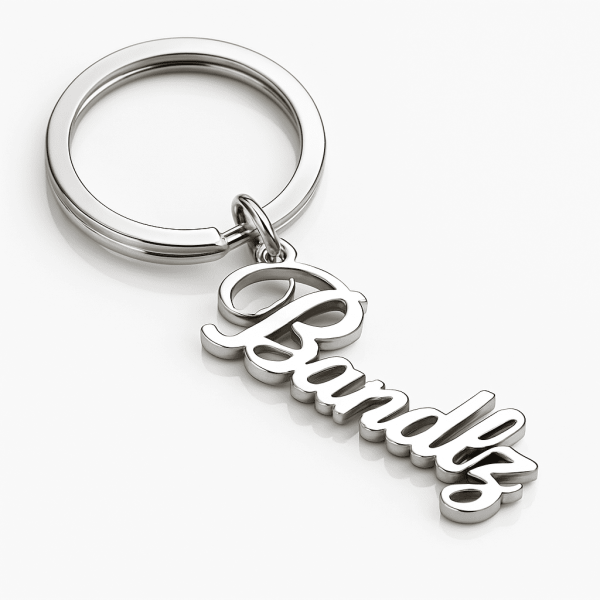 Personalisierter Schlüsselanhänger mit Textmotiv aus Edelstahl