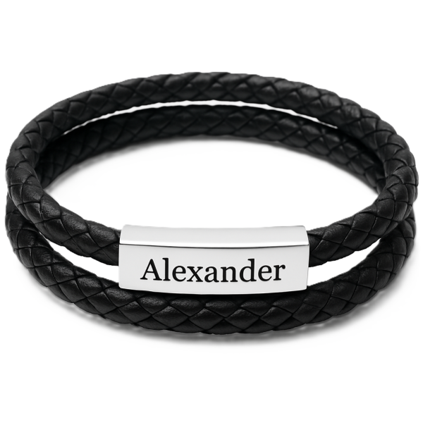 Personalisiertes Lederarmband – Mit eigenem Namen oder Wunschtext graviert