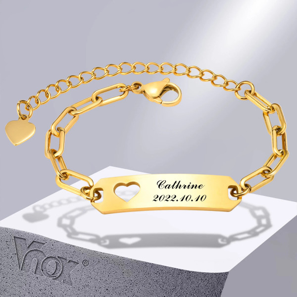 Baby- & Kinderarmband mit Herz – personalisiert mit Außen- & Innengravur, verstellbar (12–15 cm)