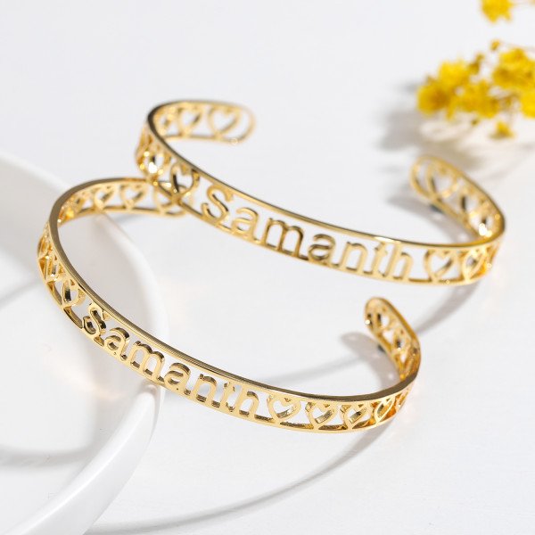 Edelstahl Armreif mit Namen - Textmotiv