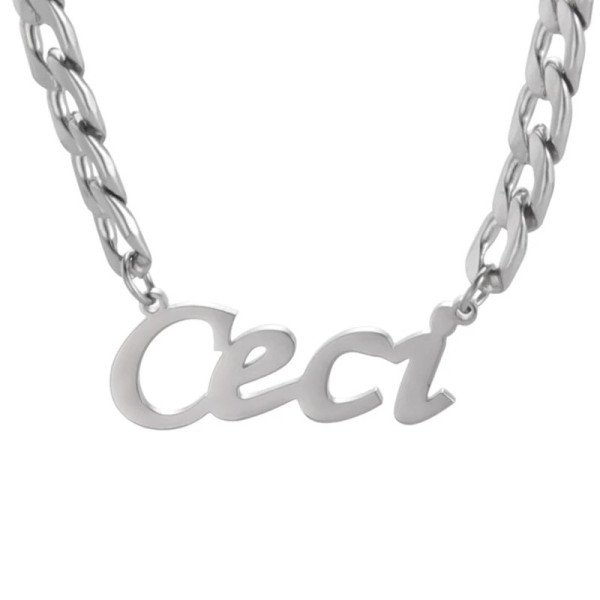 Herren-Edelstahl Namenskette (silber) – 3 mm oder 5 mm, personalisiert mit Gravur