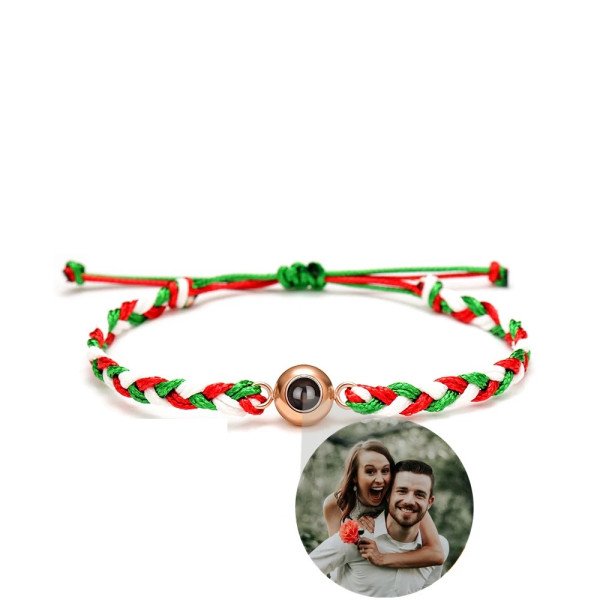 Buntes Projektionsarmband aus Stoff – personalisiert mit Foto, verstellbar 18–23 cm