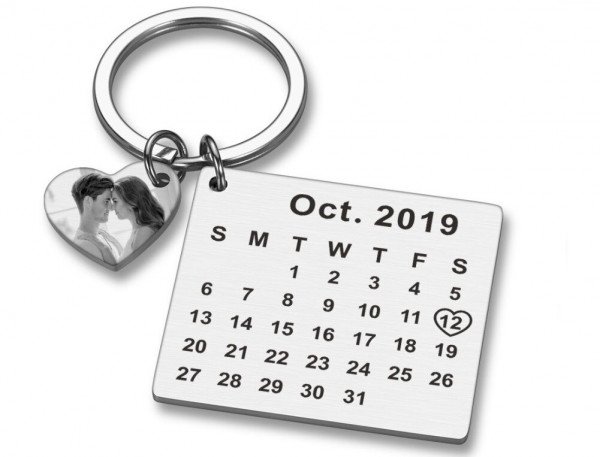 Pärchen-Schlüsselanhänger mit Foto und Datumsgravur – Personalisiert