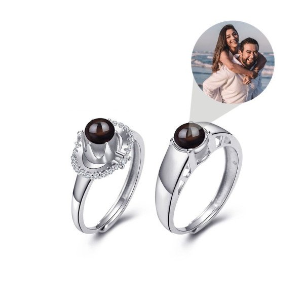 Partnerringe aus 925er Sterling Silber mit Fotoprojektion – personalisiert mit eigenem Foto