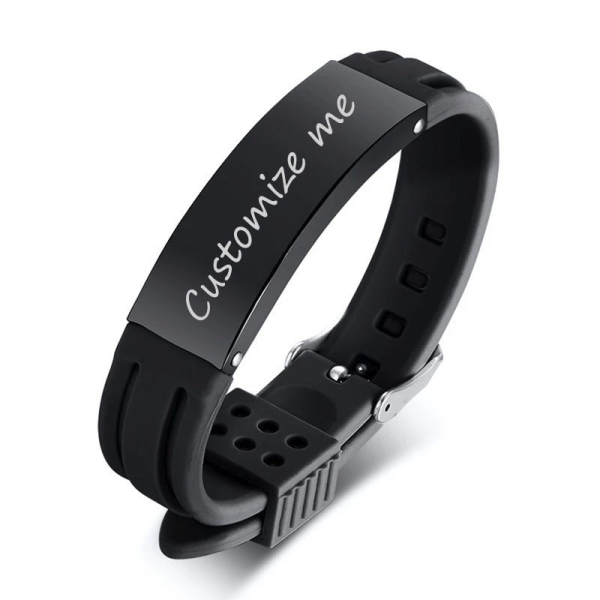 Silikonarmband mit Textgravur – personalisiert, verstellbar (17–21,5 cm)