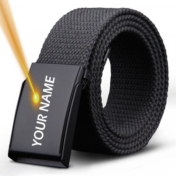 Gravierter Herrengürtel mit eigenem Logo & Wunschtext – Personalisierter Gürtel