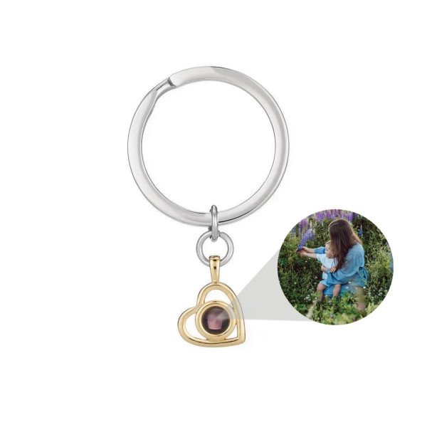 Schlüsselanhänger mit Fotoprojektion – Personalisierter Herz-Anhänger mit eigenem Bild im Inneren