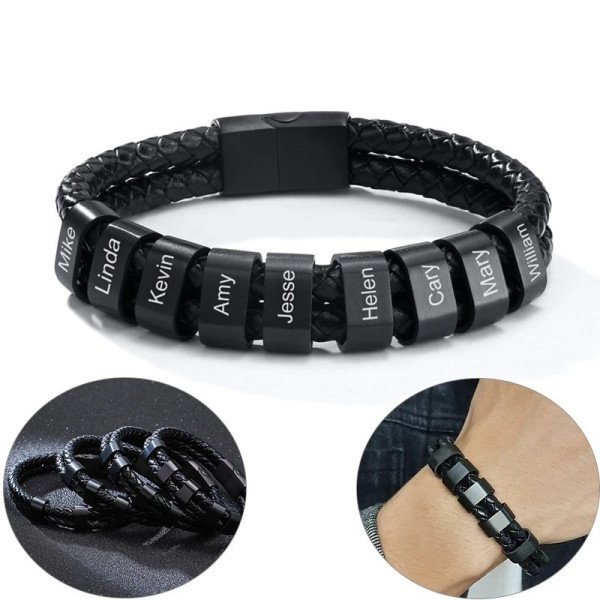 Lederarmband mit Gravur – personalisiert mit mehreren Namen