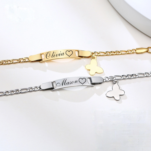 Kinderarmband mit Namensgravur – Personalisiertes Armband mit eigenem Namen (12-15cm anpassbar)