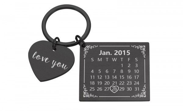 Personalisierter Schlüsselanhänger mit Datum Gravur (Partneranhänger)