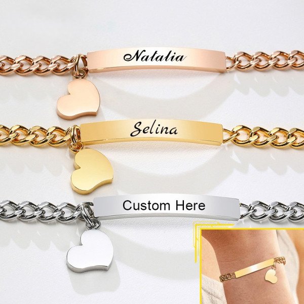 Personalisiertes Armband mit eigenem Namen und Herz-Symbol (15-20cm anpassbar)