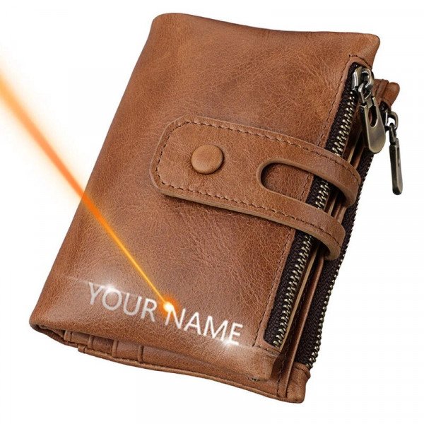 Personalisierte Herren Echtleder Brieftasche mit Lasergravur