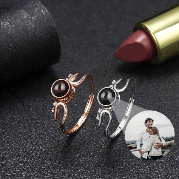 Damenring mit Fotoprojektion aus 925er Sterling Silber – Personalisierter Ring mit Bild im Inneren