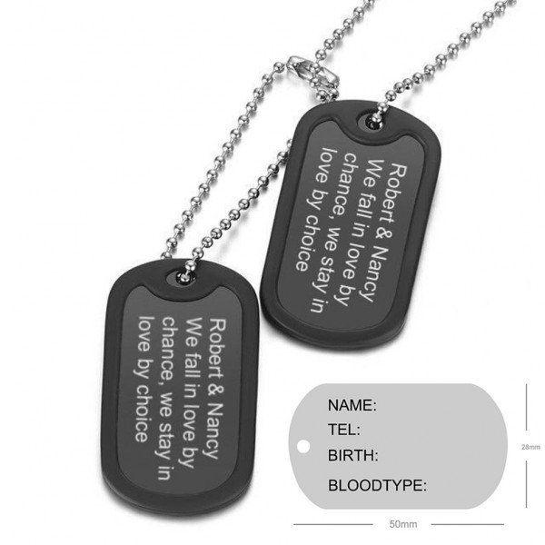Gravierter DogTag mit eigenem Wunschtext – Personalisierte Halskette aus Edelstahl (60cm Länge)